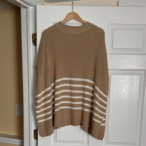 J. Crew Factory Tan and Cream Striped Sweater